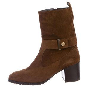 AQUATALIA 7.5/8 Colette Chestnut Suede Lug Sole Ankle Boots